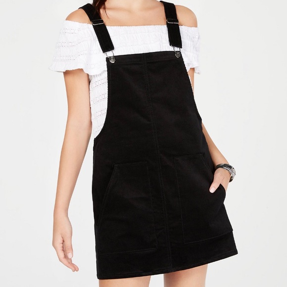 black corduroy overall dress
